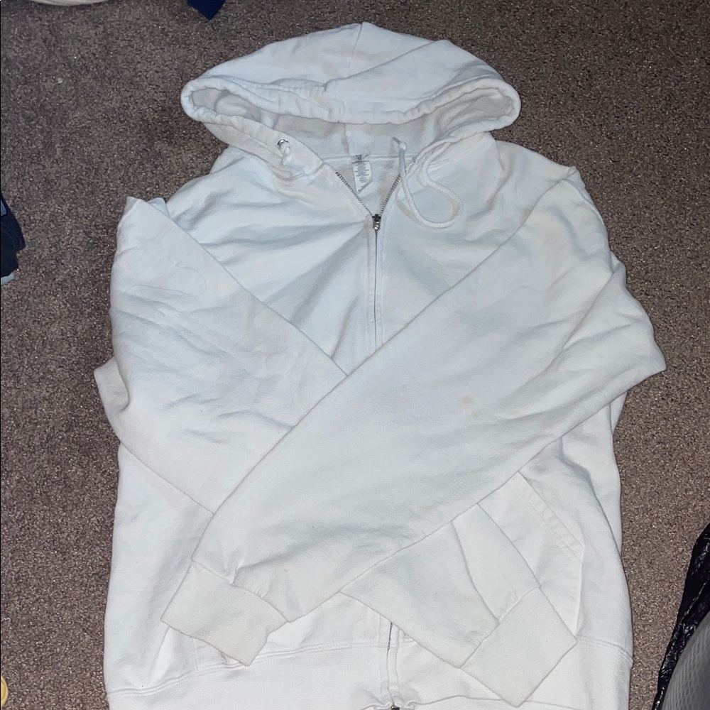 Jerzees Men's Zip Up White Sweater